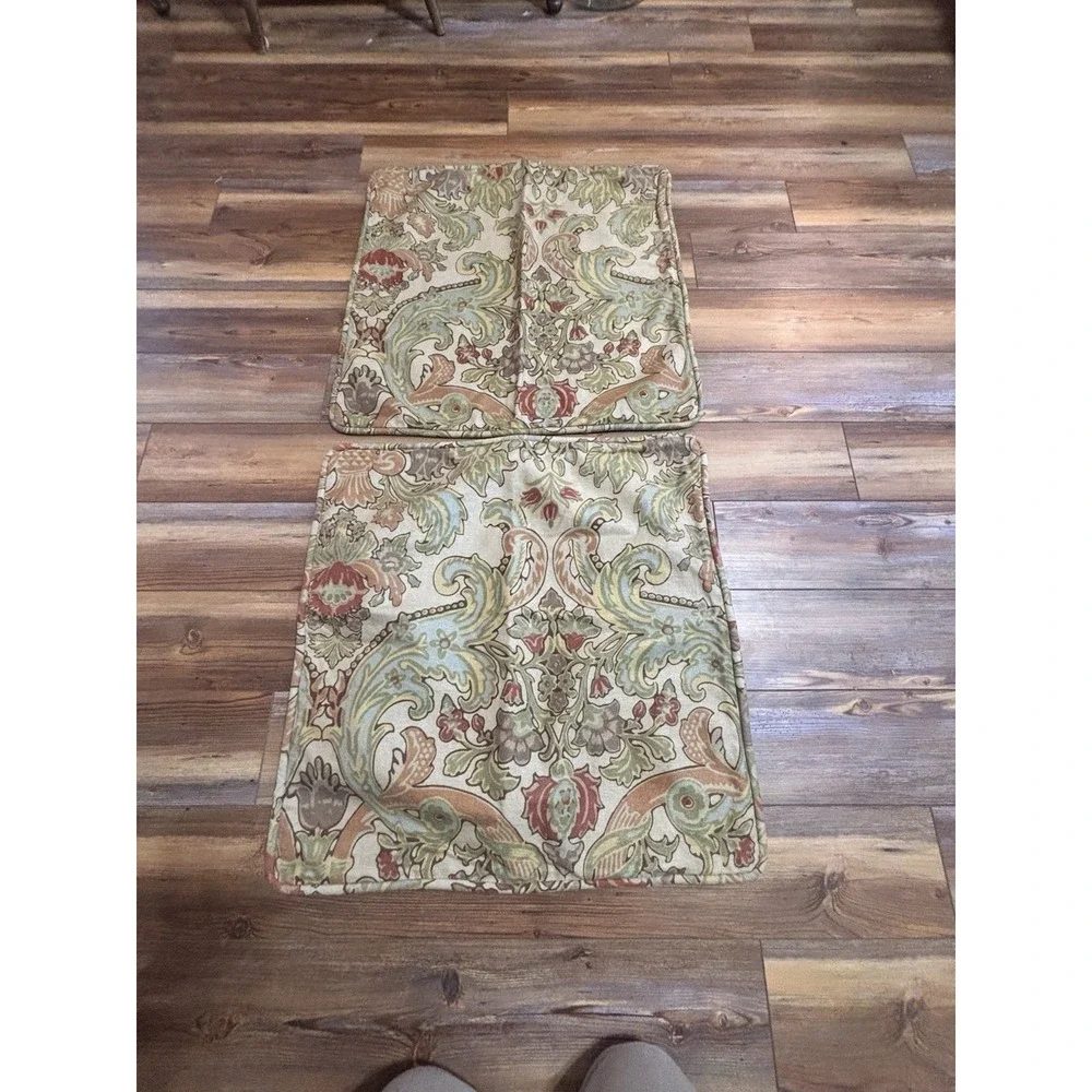 Pottery Barn SIMONE 2‎ Euro Pillow Shams Cotton Linen Blend Jacobean
